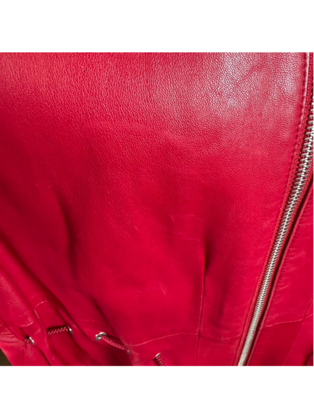 Worth New York Red Leather Moto Vest High Neck Cinch Waist Zip Front Size 12 - Picture 12 of 14